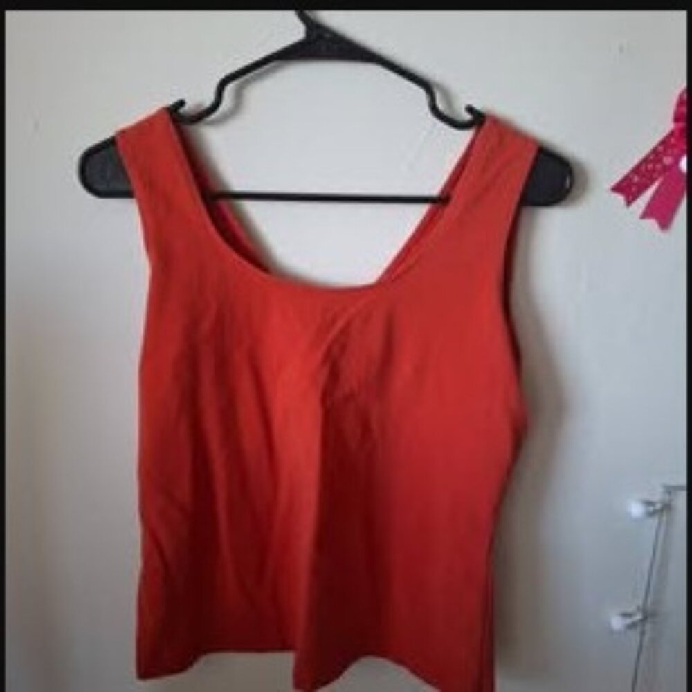 Vintage Peck & Peck Collection Orange V-Neck Tank Top